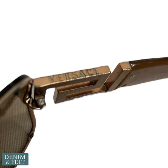 Versace 2072-B 1052/13 Shield Sunglasses Brown Gold Greca Logo Italy 120mm - Picture 14 of 15